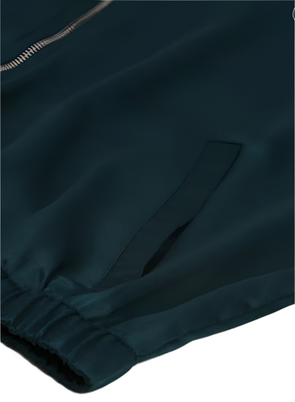 Zip-Front Satin Bomber