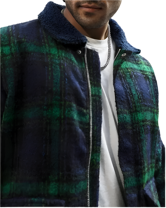 Checked trucker jacket