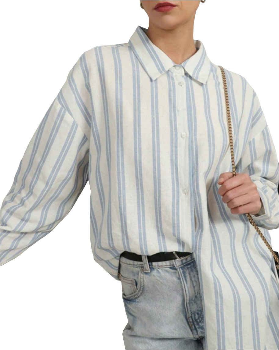 Cutaway collar striped shirt