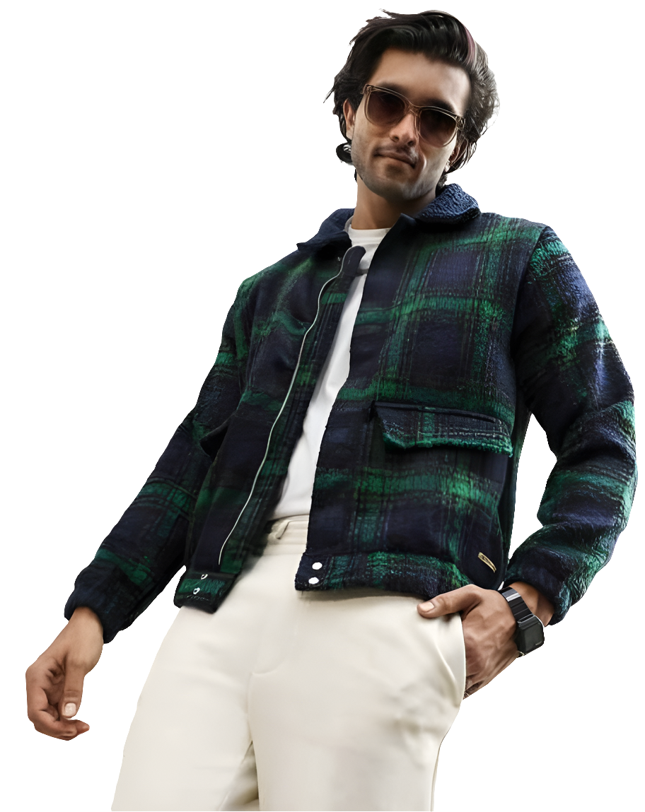 Checked trucker jacket