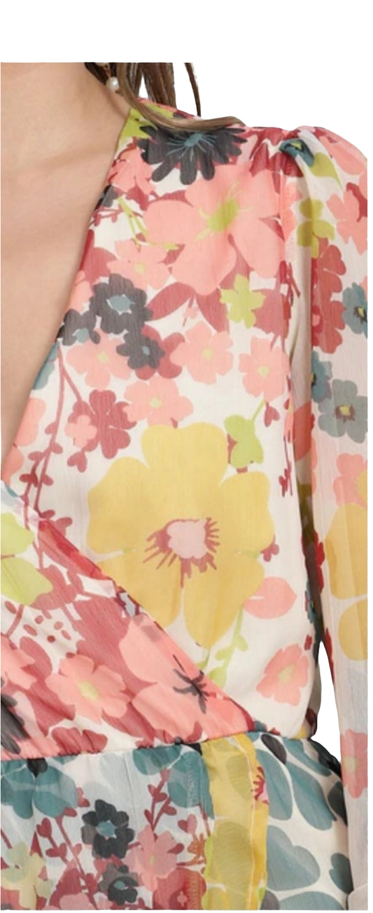 Cuffed sleeve floral dress
