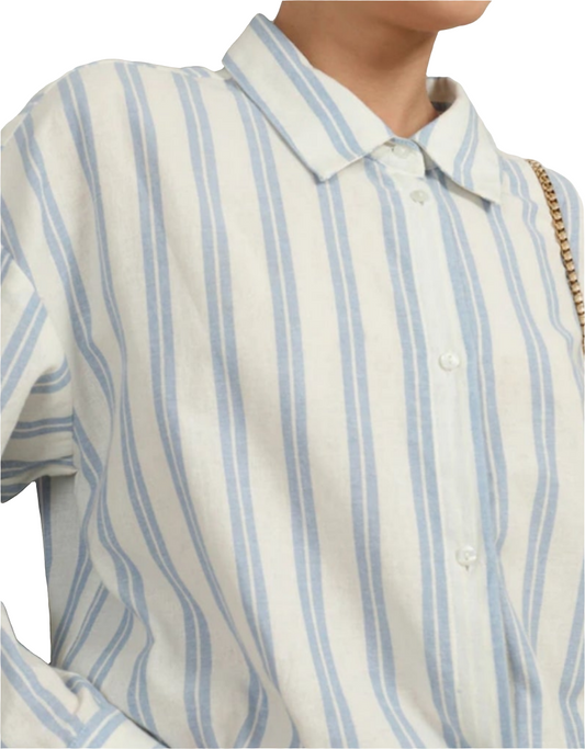 Cutaway collar striped shirt