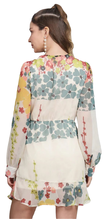 Cuffed sleeve floral dress