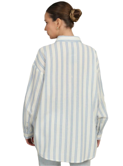 Cutaway collar striped shirt