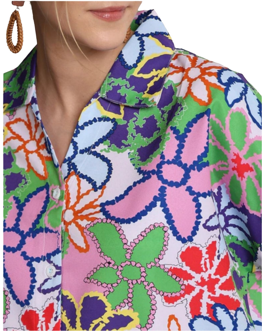 Spread collar floral shirt