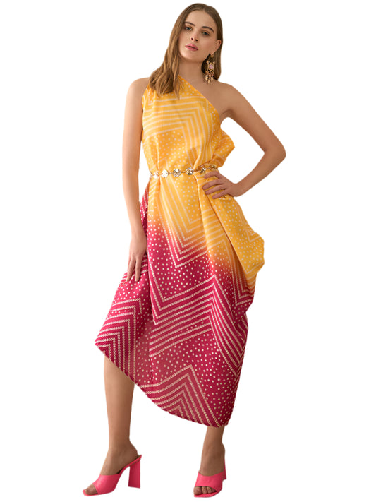 Asymmetric One-Shoulder Crepe Dress